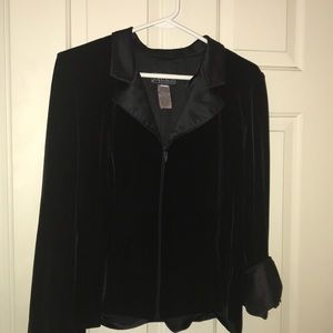 Alex Evenings Black Velvet and Satin dressy jacket